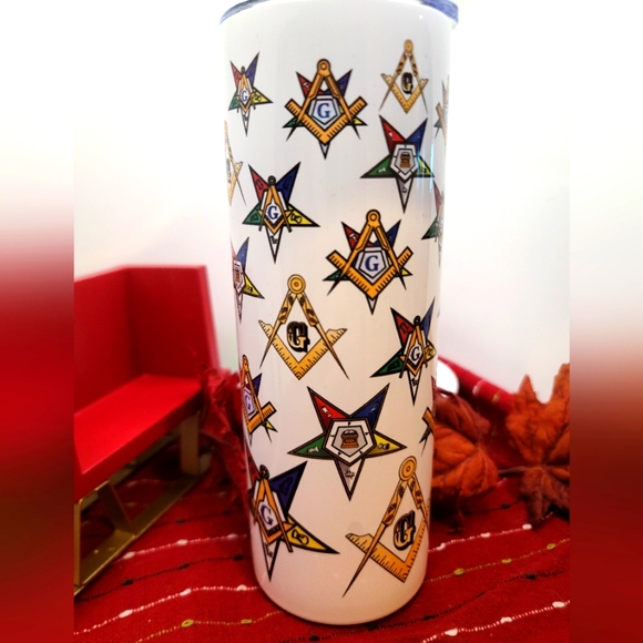 MASON EASTERN STAR tumbler cup, Stainless steel 20 oz w/lid NWT - Picture 1 of 5